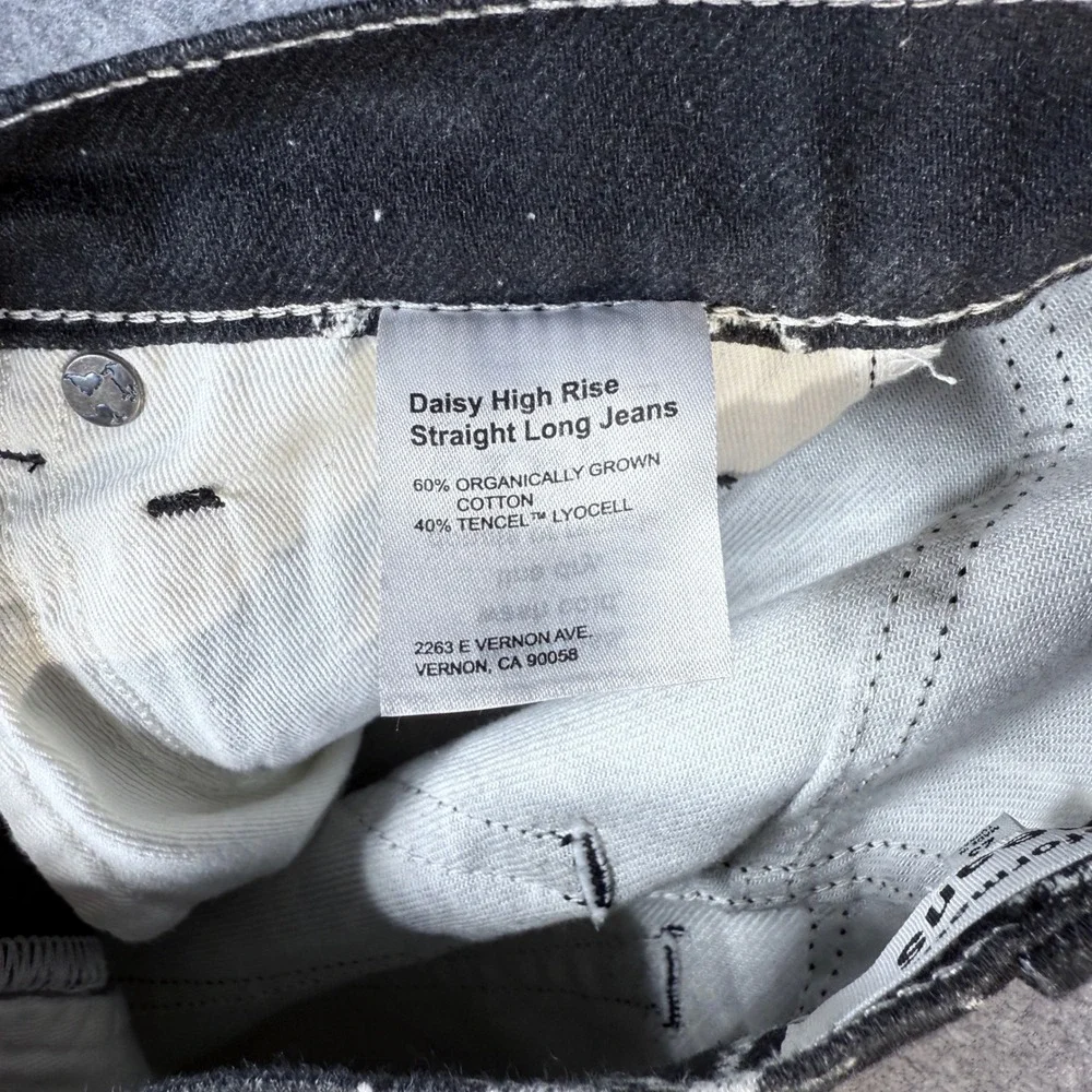 Reformation‎ Jeans 23 Daisy High Rise Straight Long Floral Black Denim